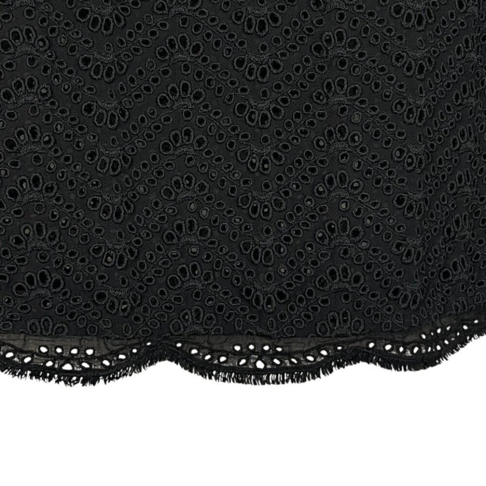 JOIE FANNY B BLACK EYELET PUFF SLEEVE SILK TOP - Picture 8 of 11